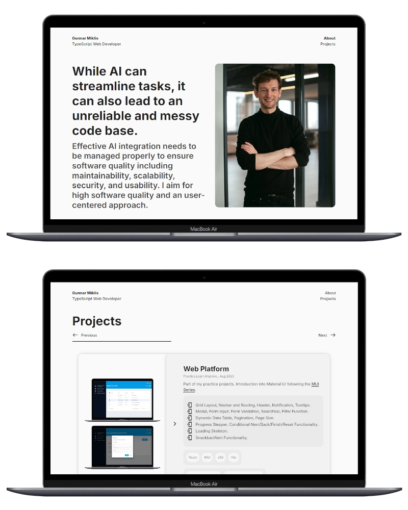 Screenshot: Portfolio - Gunnar Miklis
